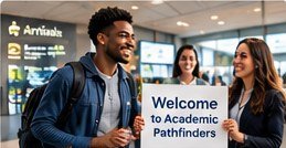 International student arriving at an airport